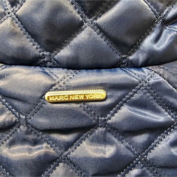 Quilted Winter Coat Jacket Marc New York Size Medium High Neck Full Zip Blue Puf - Picture 7 of 10